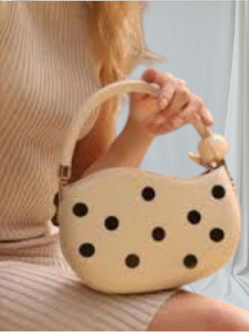 Melie Biiano Cream Crossbody Bag with Black Polka Dots